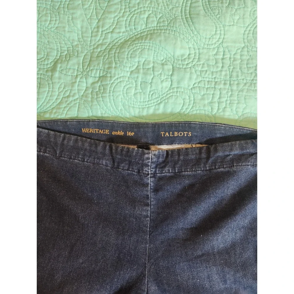 Talbots Heritage Ankle Jeans Womens 16P Dark Wash Pull On Stretch Denim Slim Leg